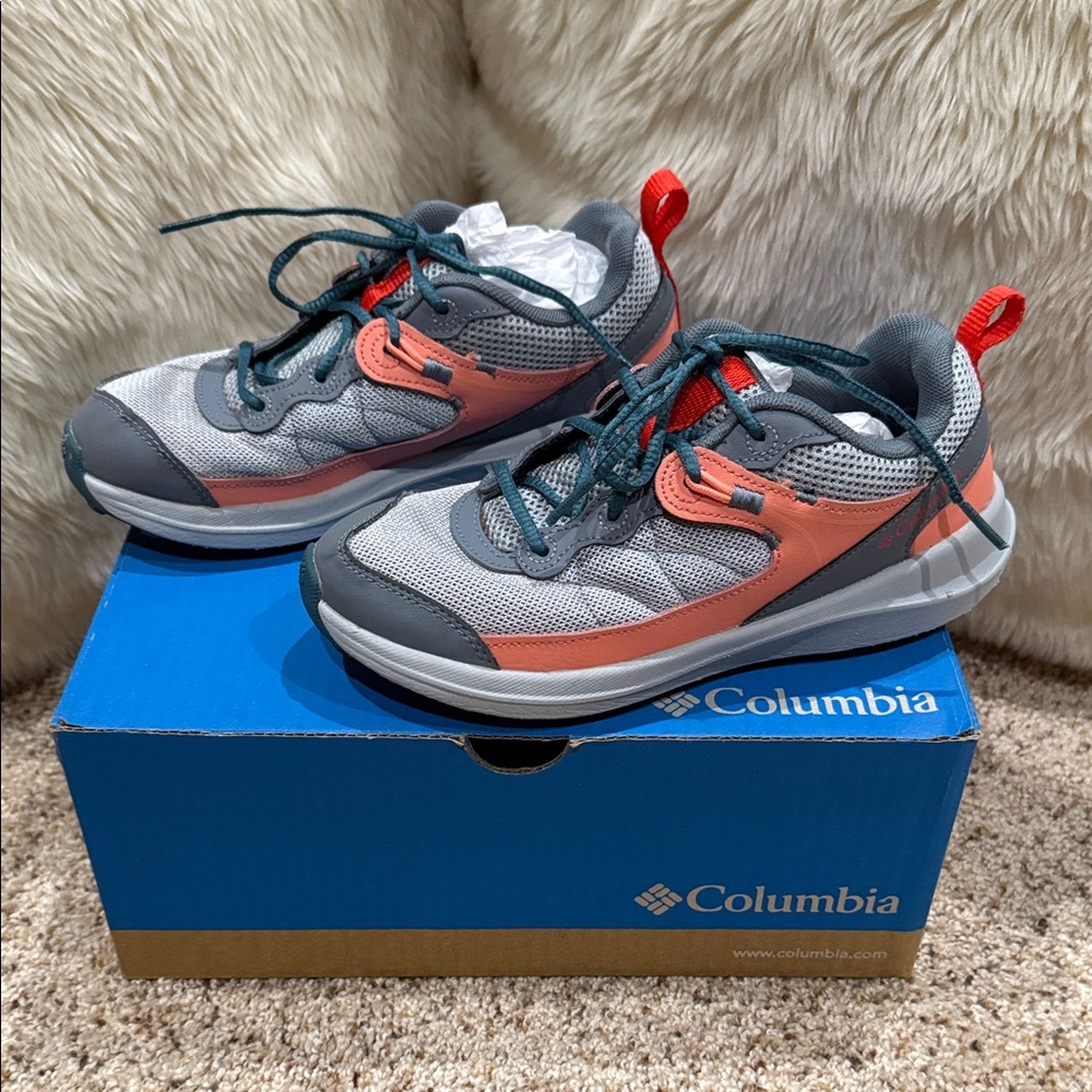 Columbia Youth Trailstorm Gray and Coral Athletic Shoes